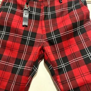 Zara Ladies Red and Black Plaid Pants! 29